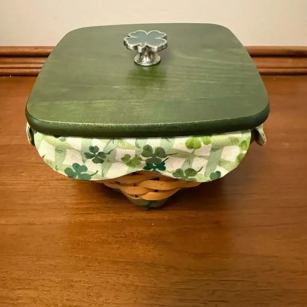Longaberger 2006 Lucky Twist Basket Lid Fabric Liner Protector Shamrock St. Patr